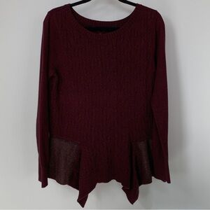 Knitted & Knotted Burgundy Cashmere Blend Sweater Size M